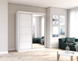 VISTA 05 150cm x 200 cm - Wardrobe with Sliding Doors White with Mirror in house image