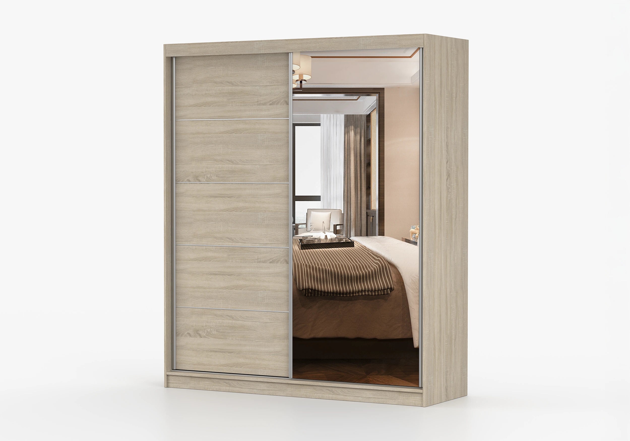 Sonoma Oak with Mirror BELLA - Wardrobe 2 doors with mirror