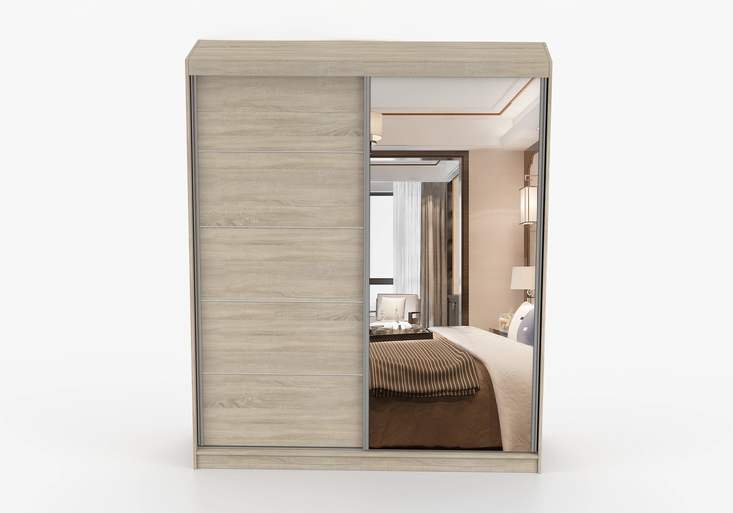Sonoma Oak with Mirror BELLA - Wardrobe with Sliding Doors 183 cm x 61 cm