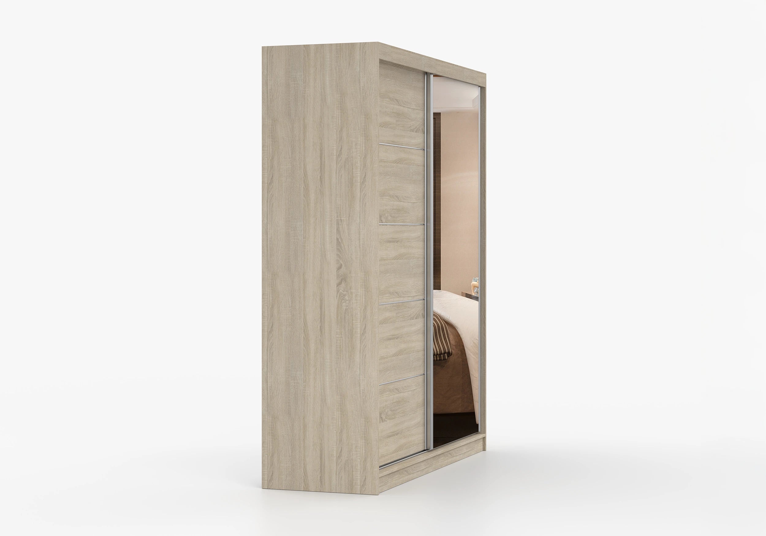 BELLA - Wardrobe 2 Doors Sonoma Oak with Mirror