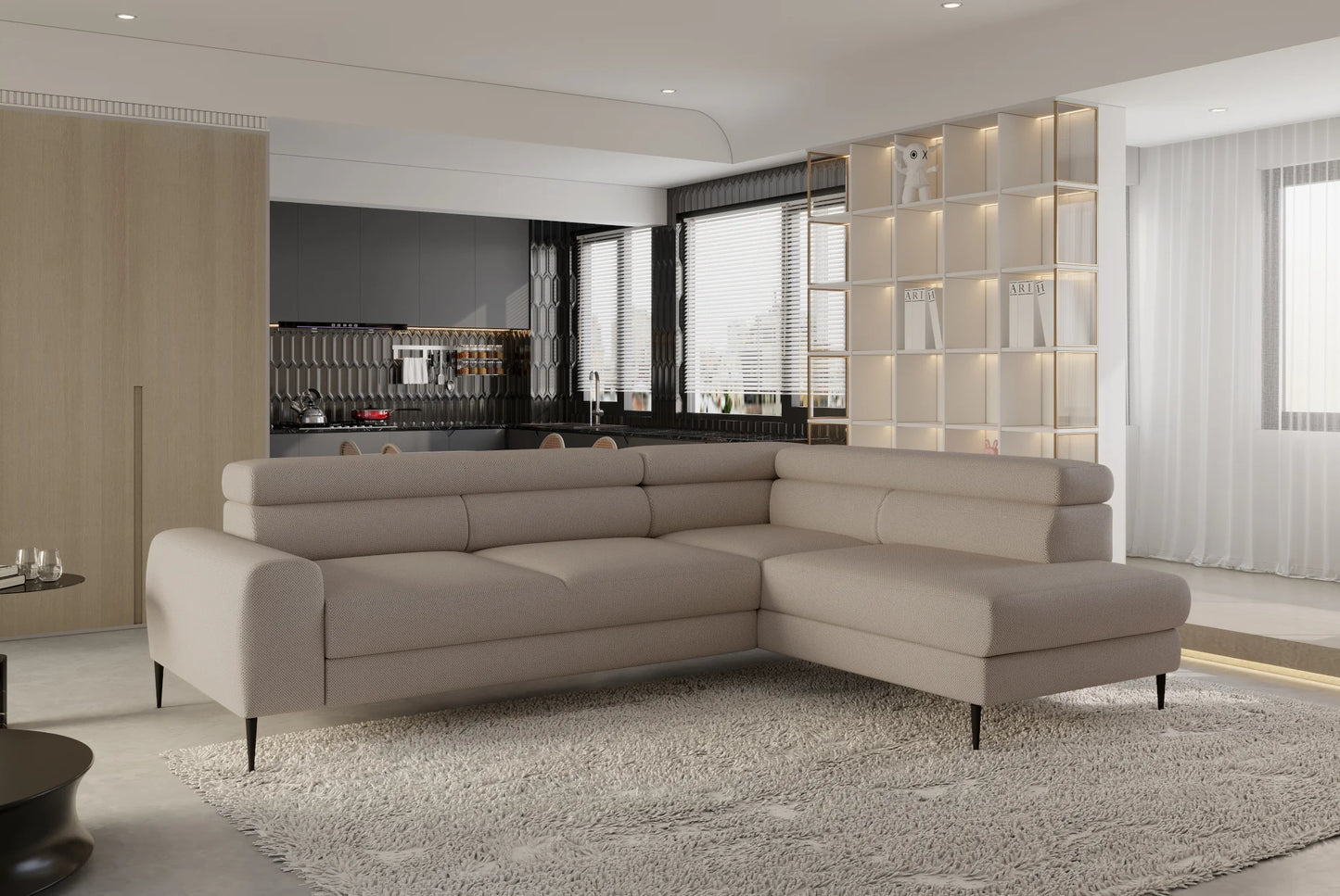 CALCIO L CORNER SOFA WITH SLEEP FUNCTION AND STORAGE