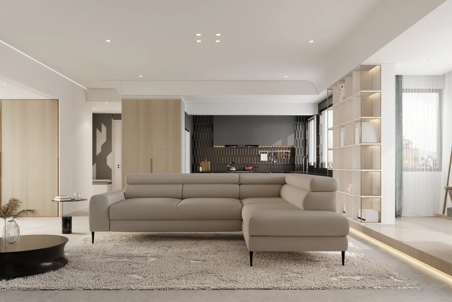 CALCIO L CORNER SOFA WITH SLEEP FUNCTION AND STORAGE