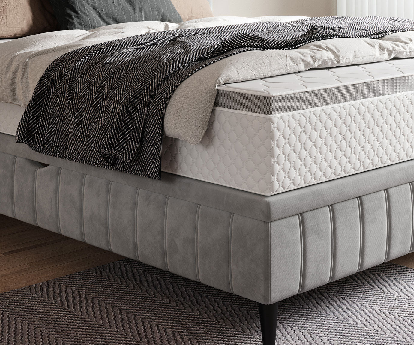 Caya Bed with Dual Storage Containers and Effortless Gas Lift