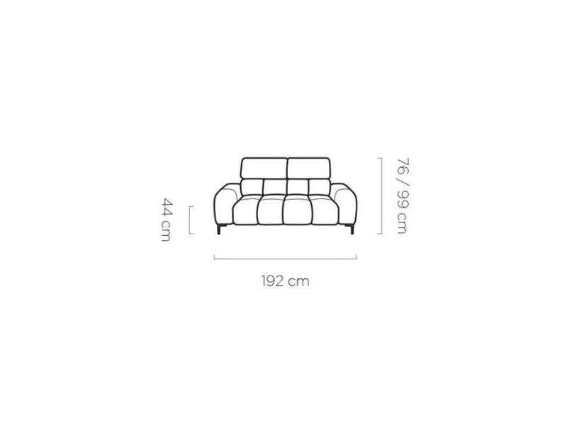 PLAZA S2E SOFA WITH ELECTRIC SEAT ADJUSTMENT DIMENSION IMAGE 2
