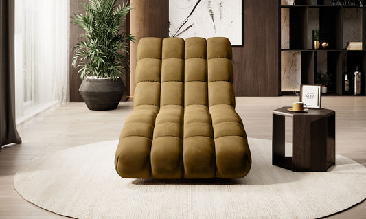 Brown Delphi 80 - Chaise longue in a modern living room with a side table and plant.