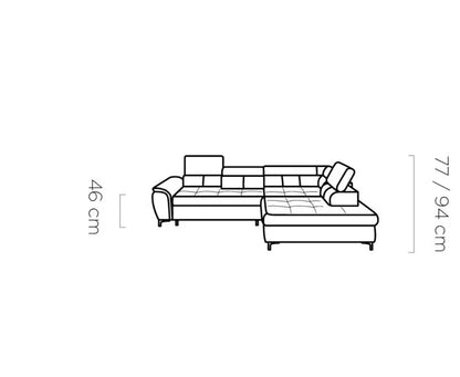 Denvo L Corner Sofa with Sleep Function & Storage | Andora