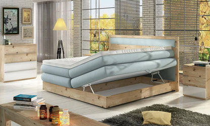 Diori Bed Dual Storage with Bonell & Pocket Mattress Combination in Solid Oak Wood