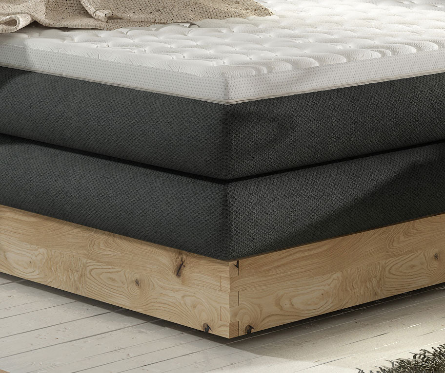 Diori Bed Dual Storage with Bonell & Pocket Mattress Combination in Solid Oak Wood