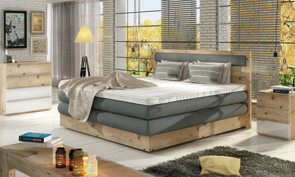 Diori Bed Dual Storage with Bonell & Pocket Mattress Combination in Solid Oak Wood