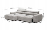 SAVOY - Power Chaise Cinema Corner Sofa with Motorised Seat Extension dimension image 2