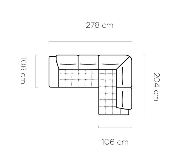 FOCUS L Black General Leather Corner Sofa with electrically extendable seat dimension image 2