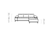 FOCUS S Corner Sofa with Electric Seat Extension Dimension Image