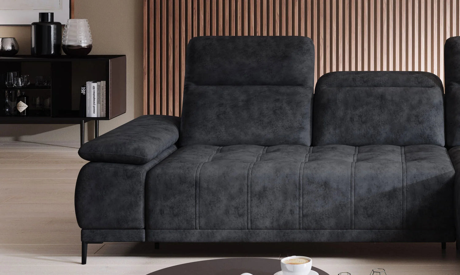 FOCUS S 3 Seater Fabric Corner Sofa with Electric Seat Extension