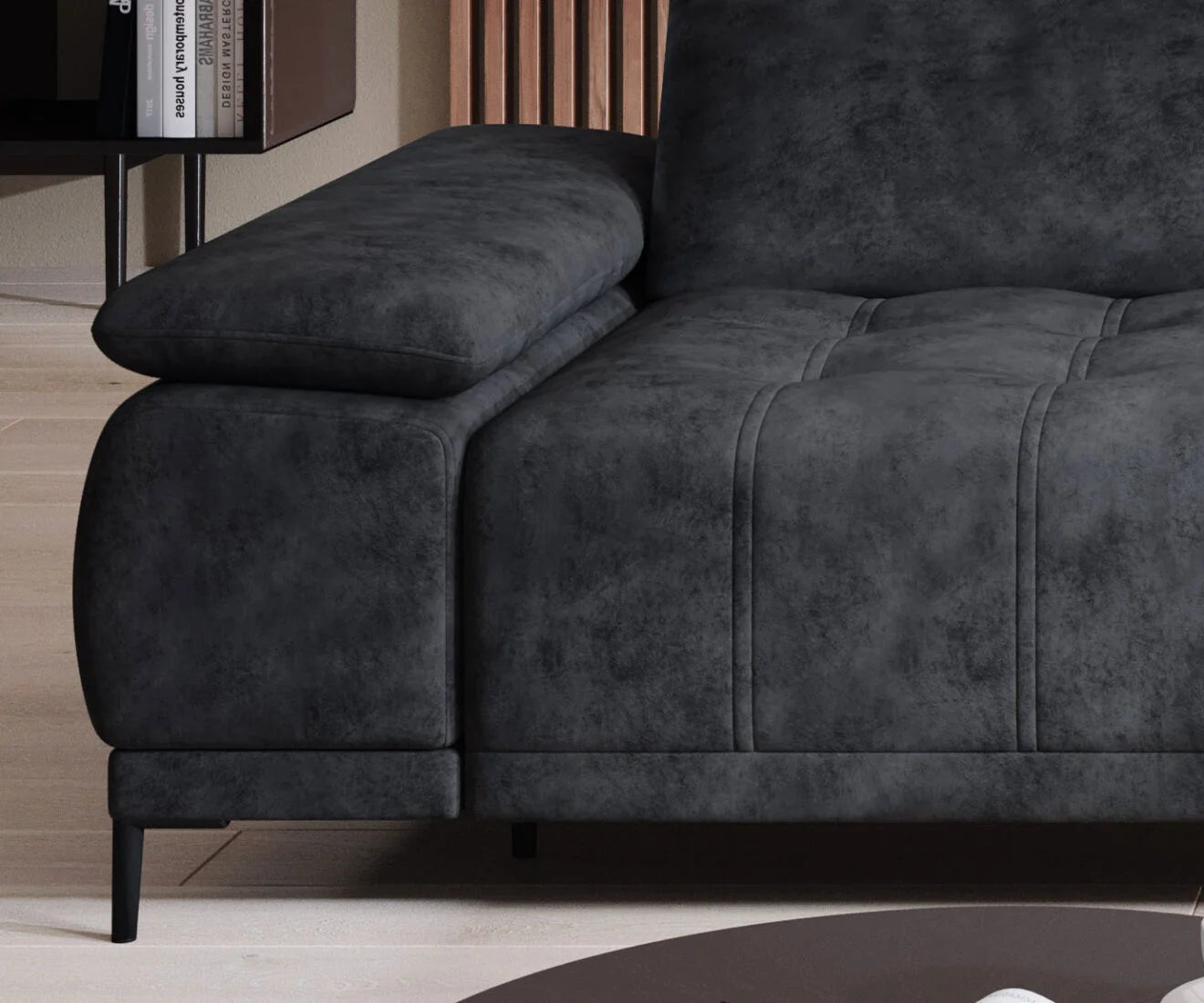 FOCUS S - Corner Sofa with Electrically Extendable Seat fabric close image