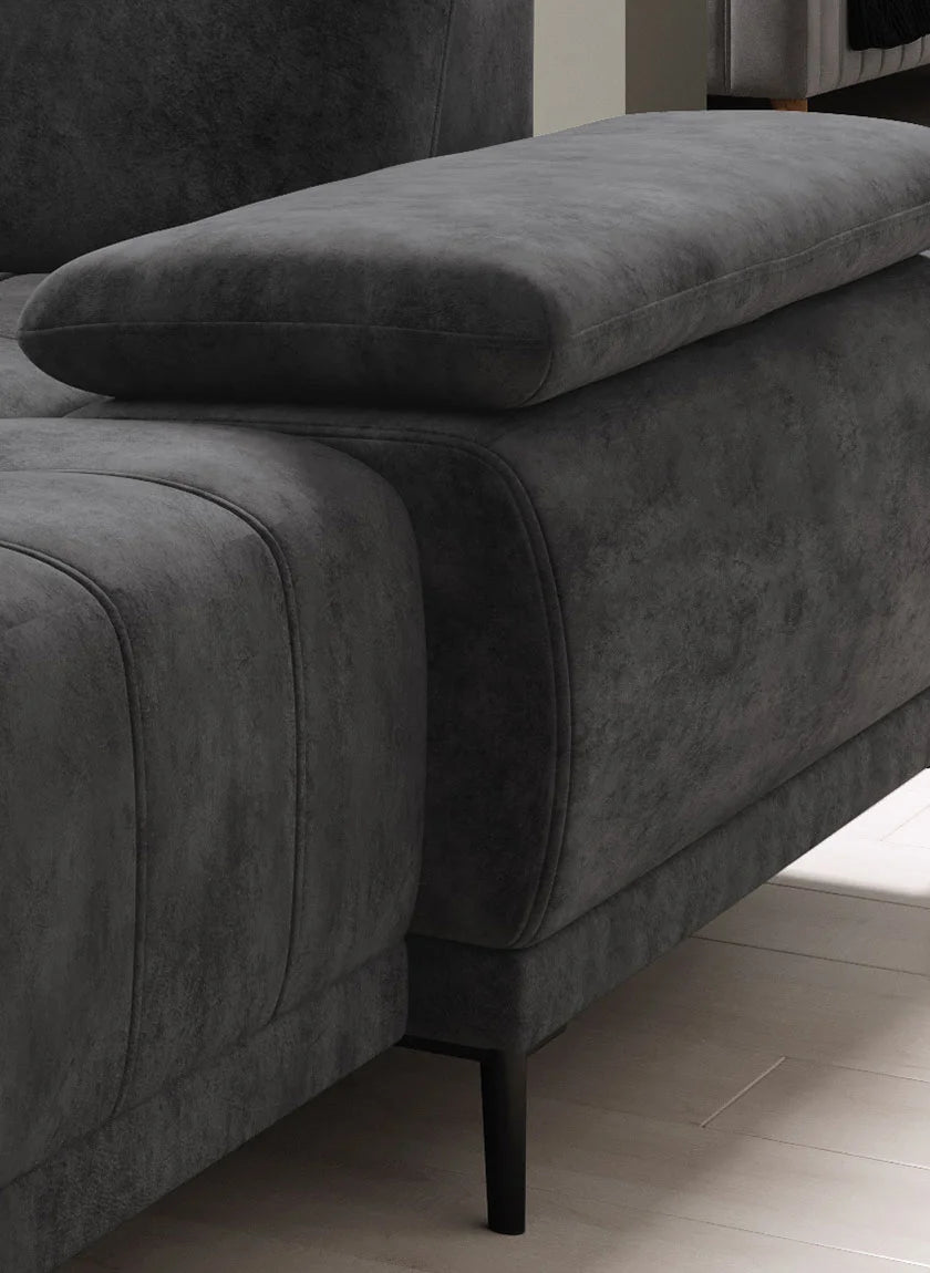 FOCUS XL C Shaped Corner Sofa with electric seat depth regulation SIDE IMAGE