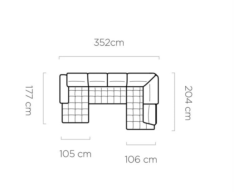 FOCUS XL U Shaped Corner Sofa with electric seat depth regulation dimension image 2