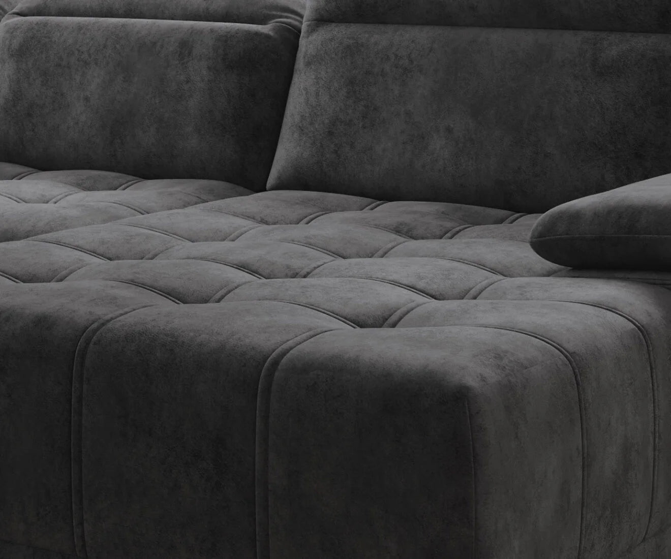 FOCUS XL U Shaped Corner Sofa with electric seat depth regulation close image of fabric
