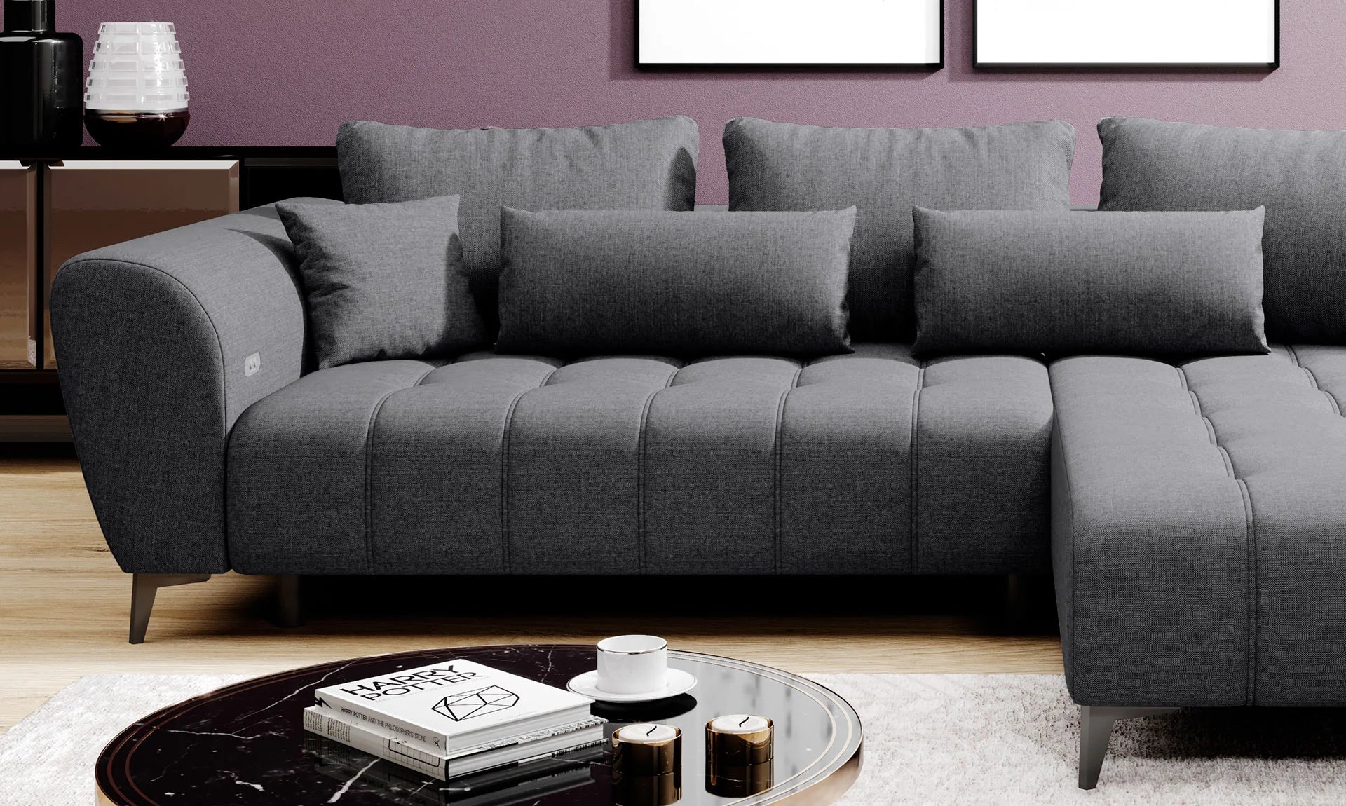 GARAY S L SHAPE SOFA WITH ELECTRIC SEAT ADJUSTMENT