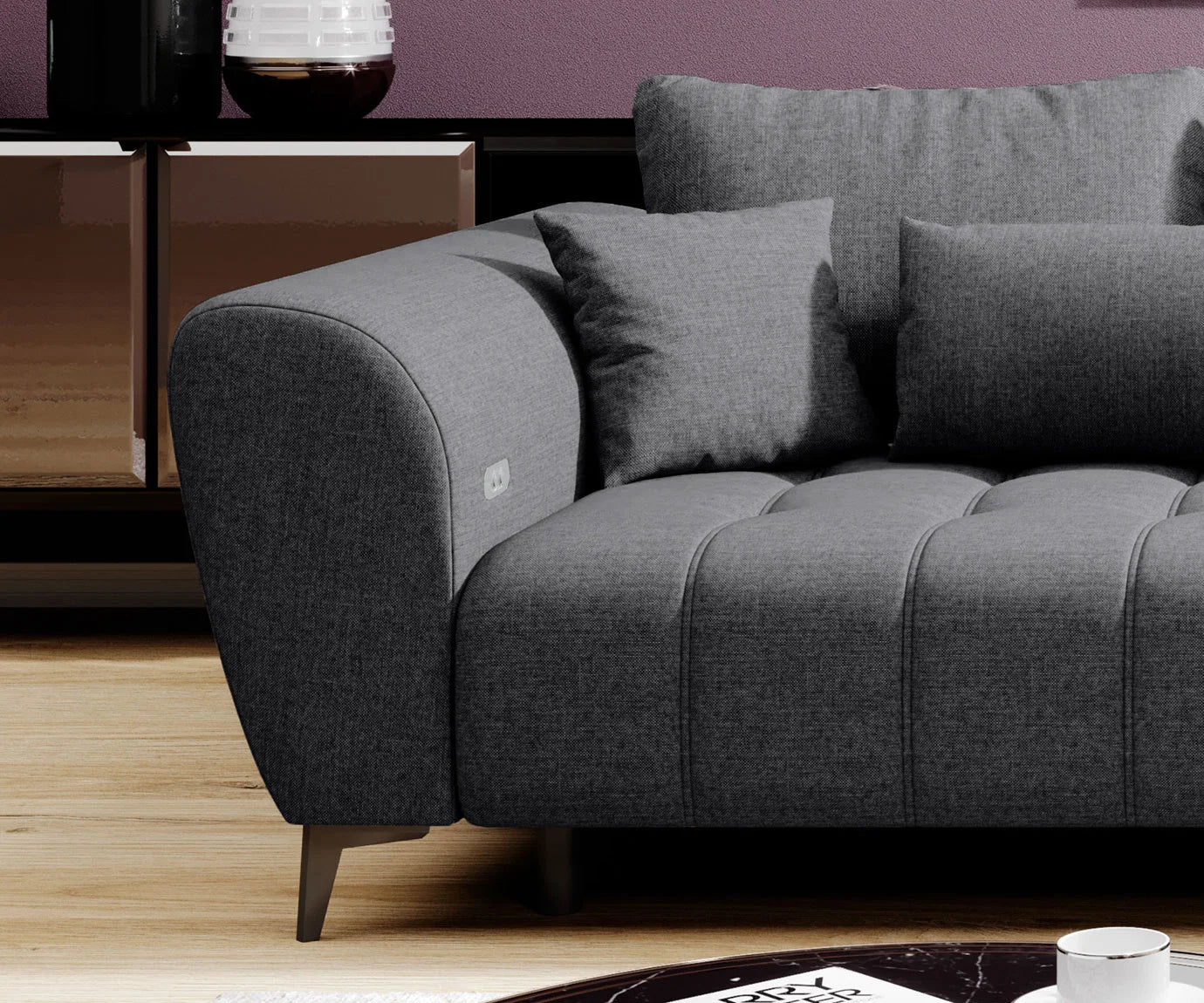 GARAY S CORNER SOFA WITH ELECTRIC SEAT ADJUSTMENT CLOSEUP IMAGE
