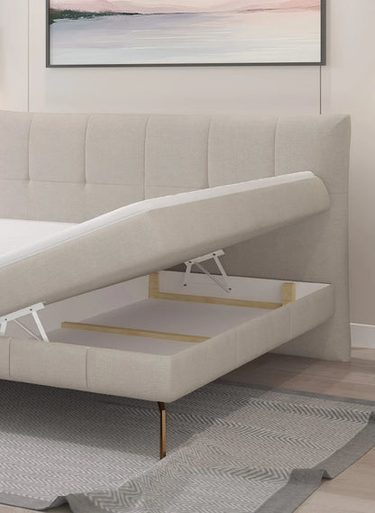 JOLIN Bed | Sophisticated Elegance with Stylish Stitching and 2X Storage Containers