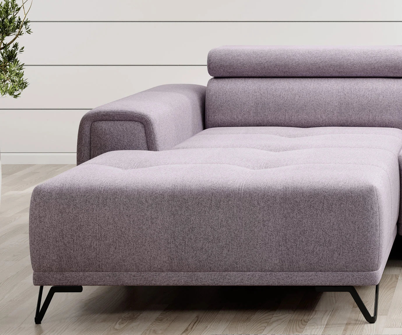 MARVIN S GREY CORNER SOFA WITH ELECTRIC SEAT ADJUSTMENT DETAILS IMAGE