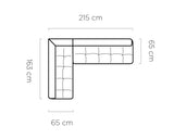 Diagram of Milo a kitchen corner sofa with dimensions labeled