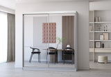 MULTI II - Wardrobe White with Mirrors and Sliding Doors 203 cm x 218 cmfront view 