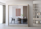 MULTI II - Large Wardrobe with Sliding Doors 203 cm x 218 cm Sonoma Oak with Mirror