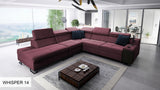 AMPLE IX Left Side Velvet Corner Sofa Bed in a modern living room with a coffee table and decor.
