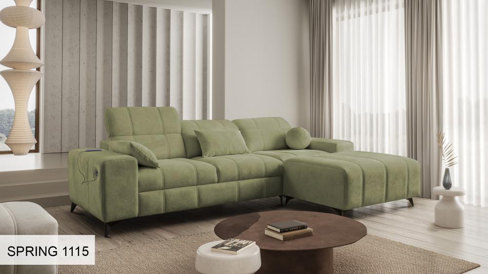DAFINE I GREEN CORNER SOFA BED WITH STORAGE CONTAINER