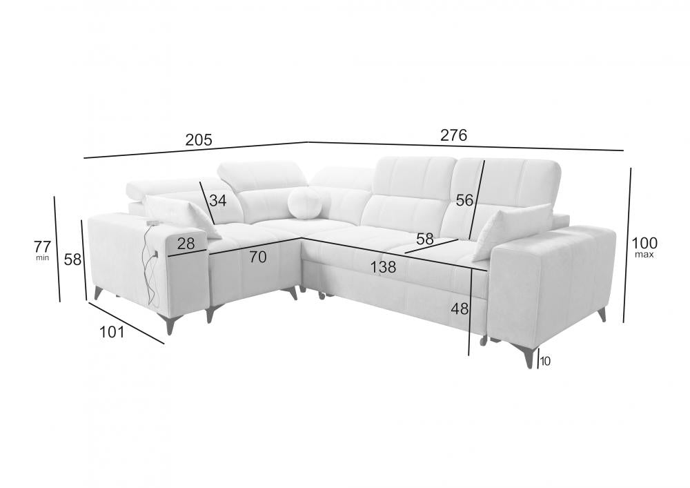 DAFINE II CORNER SOFA BED WITH STORAGE CONTAINER