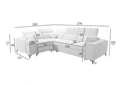 DAFINE II MIX CORNER SOFA WITH ELECTRIC PULL-OUT FOOTREST