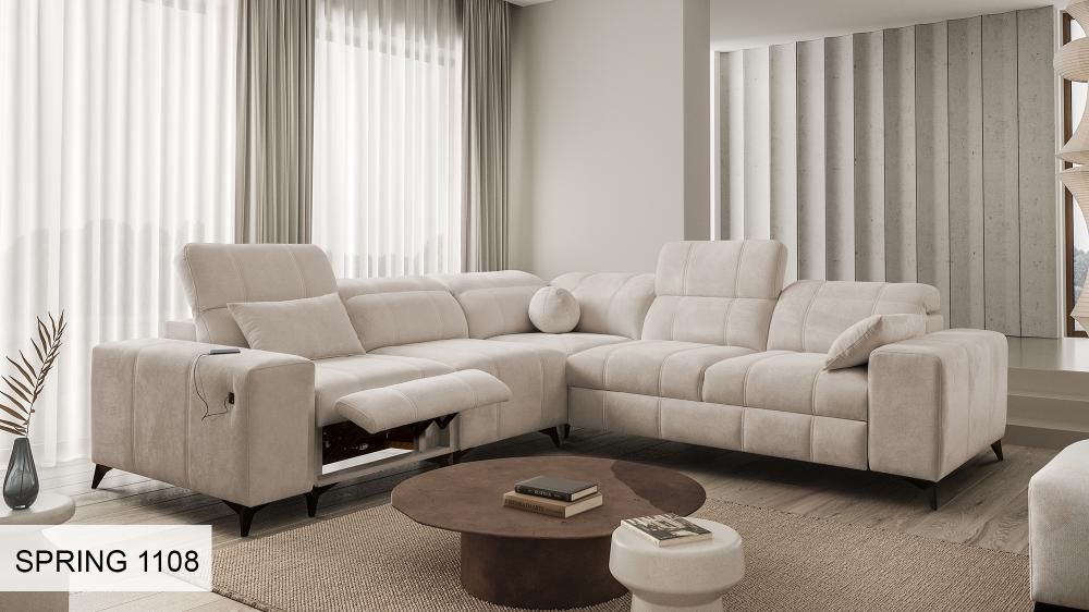 DAFINE III MIX CORNER SOFA WITH ELECTRIC PULL-OUT FOOTREST AND STORAGE CONTAINER