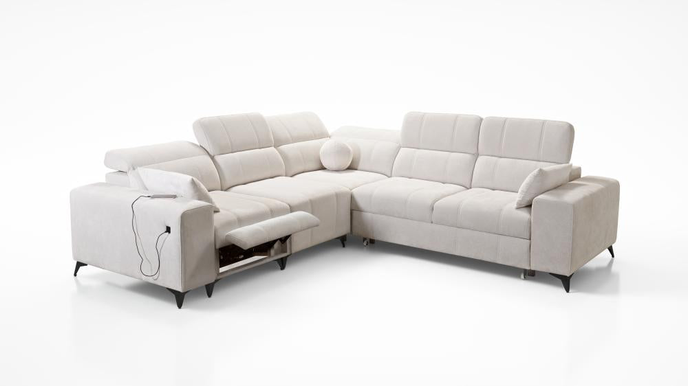 DAFINE III MIX CORNER SOFA WITH ELECTRIC PULL-OUT FOOTREST AND STORAGE CONTAINER