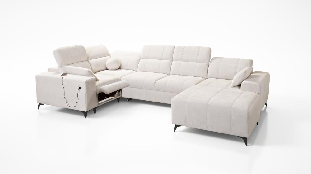 DAFINE IV MIX CORNER SOFA WITH ELECTRIC PULL-OUT FOOTREST AND STORAGE CONTAINER