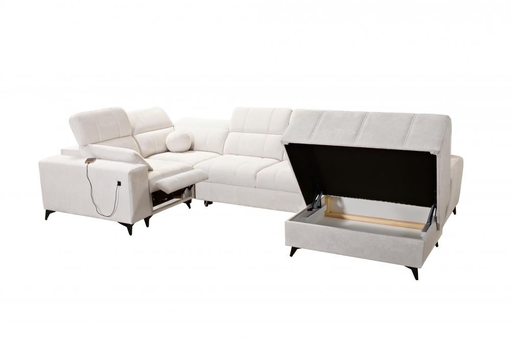 DAFINE IV MIX CORNER SOFA WITH ELECTRIC PULL-OUT FOOTREST AND STORAGE CONTAINER