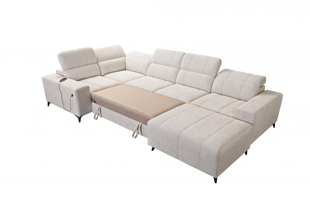 DAFINE IV MIX CORNER SOFA WITH ELECTRIC PULL-OUT FOOTREST AND STORAGE CONTAINER