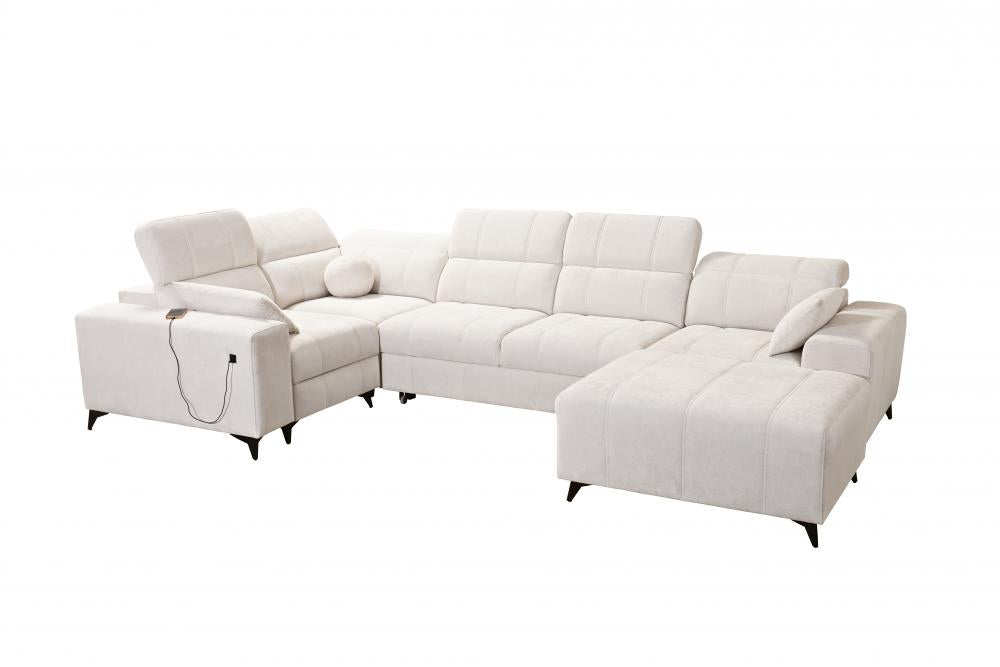 DAFINE IV MIX CORNER SOFA WITH ELECTRIC PULL-OUT FOOTREST AND STORAGE CONTAINER