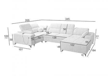 DAFINE IV MIX CORNER SOFA WITH ELECTRIC PULL-OUT FOOTREST AND STORAGE CONTAINER