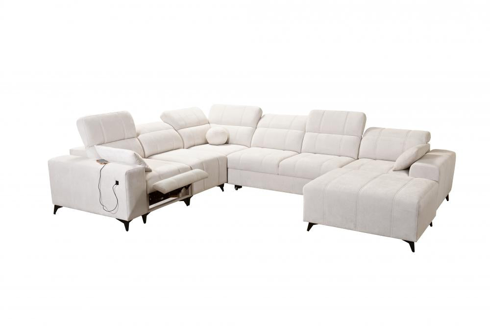 DAFINE VIII MIX LARGE U SHAPE CORNER SOFA WITH ELECTRIC PULL-OUT FOOTREST AND STORAGE CONTAINER