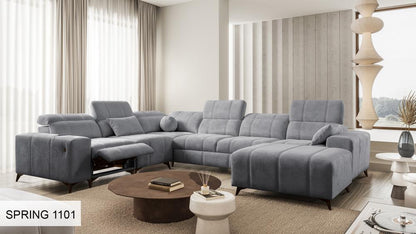 DAFINE VIII MIX LARGE U SHAPE CORNER SOFA WITH ELECTRIC PULL-OUT FOOTREST AND STORAGE CONTAINER