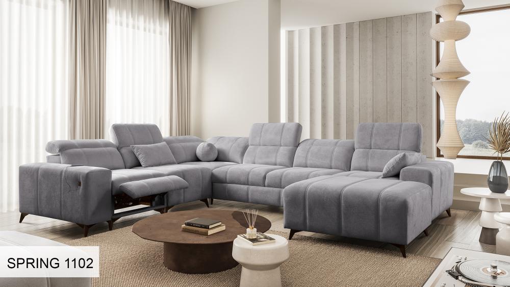 DAFINE VIII MIX LARGE U SHAPE CORNER SOFA WITH ELECTRIC PULL-OUT FOOTREST AND STORAGE CONTAINER