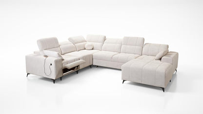 DAFINE VIII MIX LARGE U SHAPE CORNER SOFA WITH ELECTRIC PULL-OUT FOOTREST AND STORAGE CONTAINER