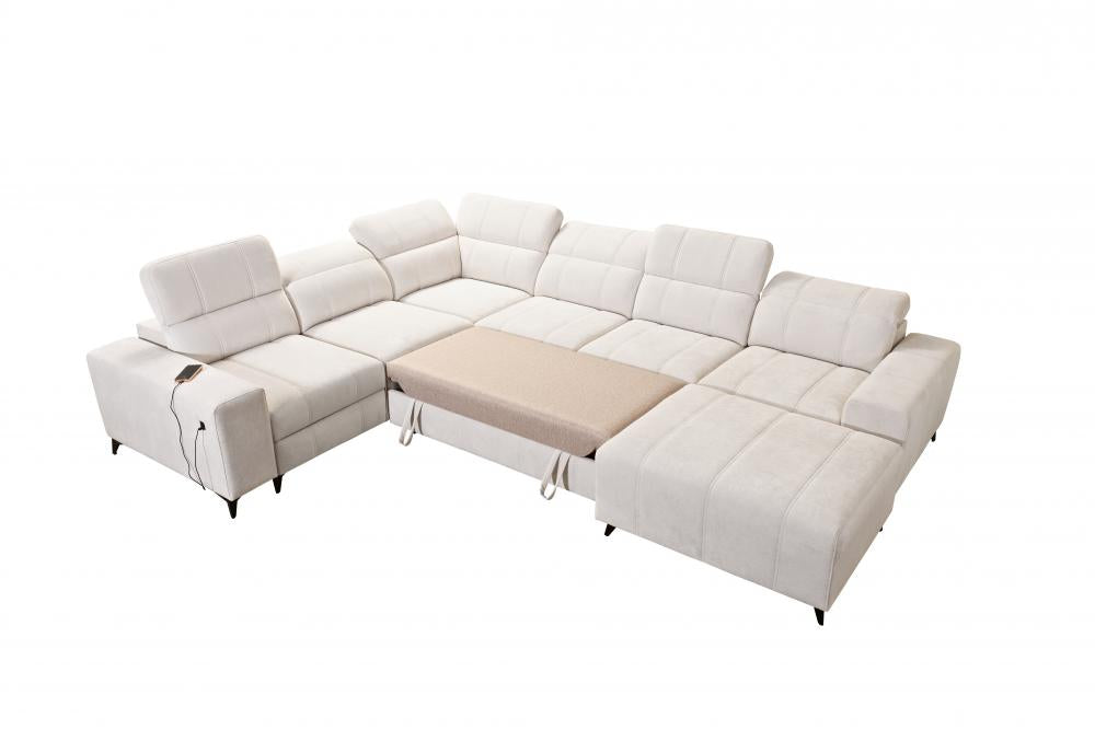 DAFINE VIII MIX LARGE U SHAPE CORNER SOFA WITH ELECTRIC PULL-OUT FOOTREST AND STORAGE CONTAINER