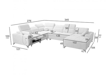 DAFINE VIII MIX LARGE U SHAPE CORNER SOFA WITH ELECTRIC PULL-OUT FOOTREST AND STORAGE CONTAINER