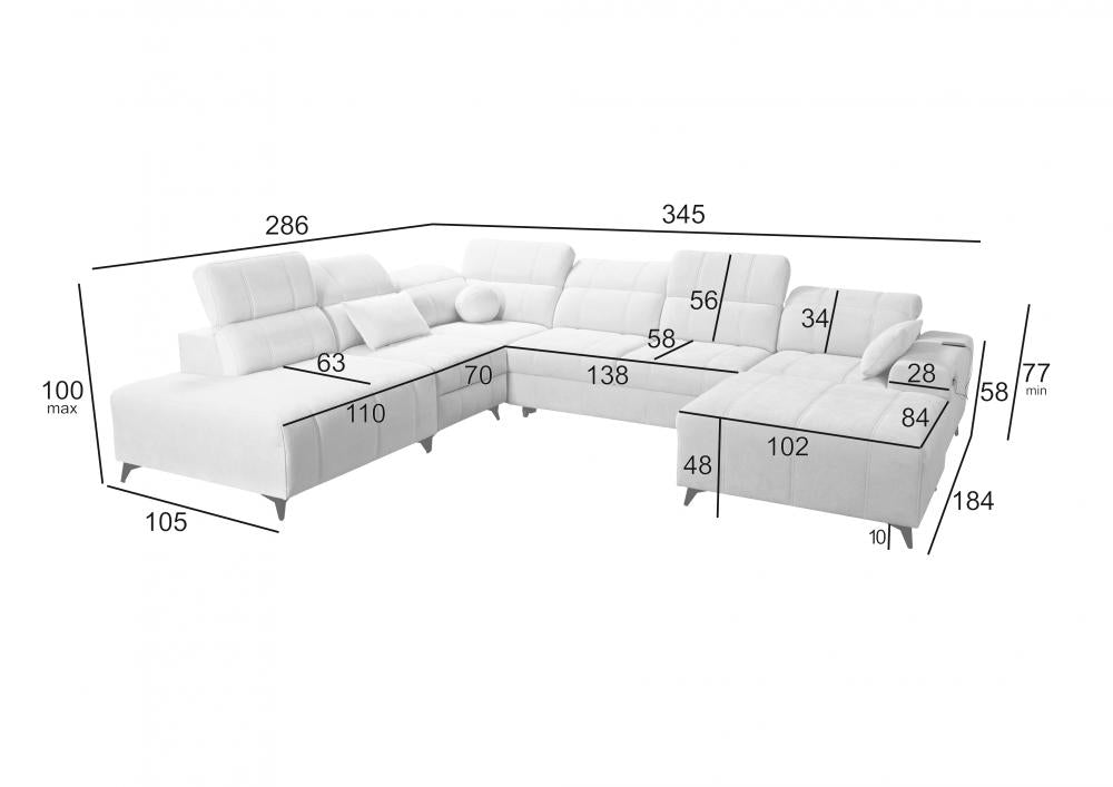 DAFINE X MIX LARGE CORNER SOFA WITH ELECTRIC PULL-OUT FOOTREST AND STORAGE CONTAINER