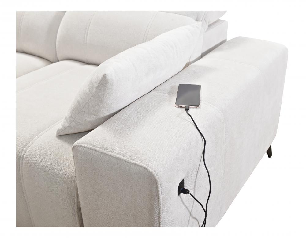 DAFINE XI MIX LARGE CORNER SOFA WITH ELECTRIC PULL-OUT FOOTREST AND STORAGE CONTAINER USB IMAGE