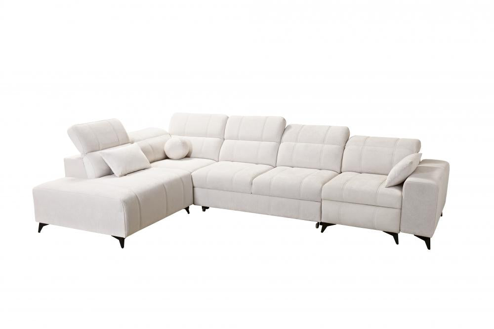 DAFINE XI MIX LARGE WHITE FABRIC CORNER SOFA 