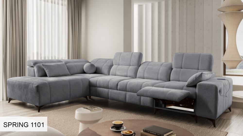 DAFINE XI MIX LARGE CORNER SOFA WITH ELECTRIC PULL OUT FOOTREST AND STORAGE CONTAINER