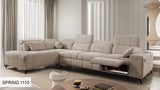 DAFINE XI MIX BEIGE LARGE CORNER SOFA WITH ELECTRIC PULL OUT FOOTREST AND STORAGE CONTAINER